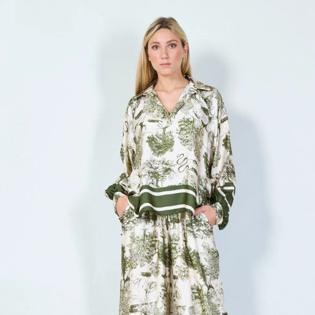 Classic toile print blouse wholesale