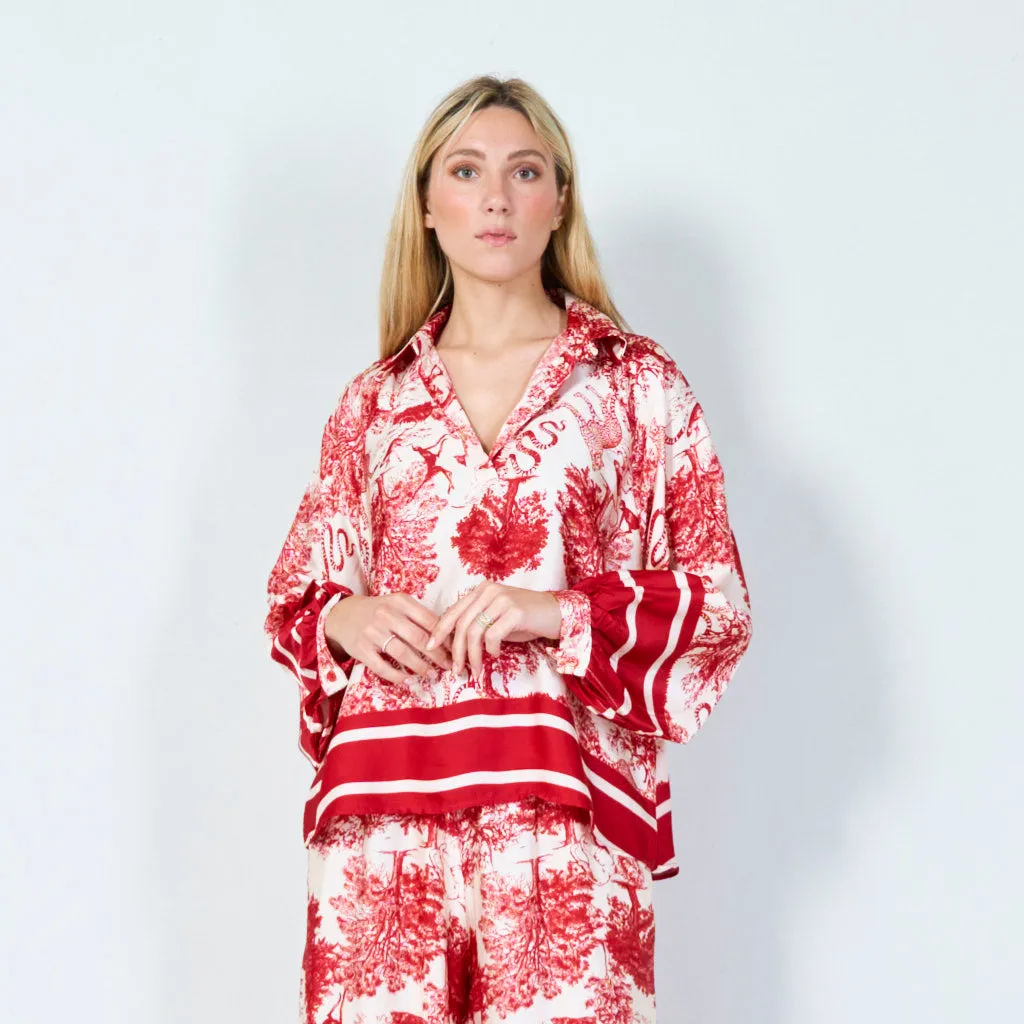 Classic toile print blouse wholesale