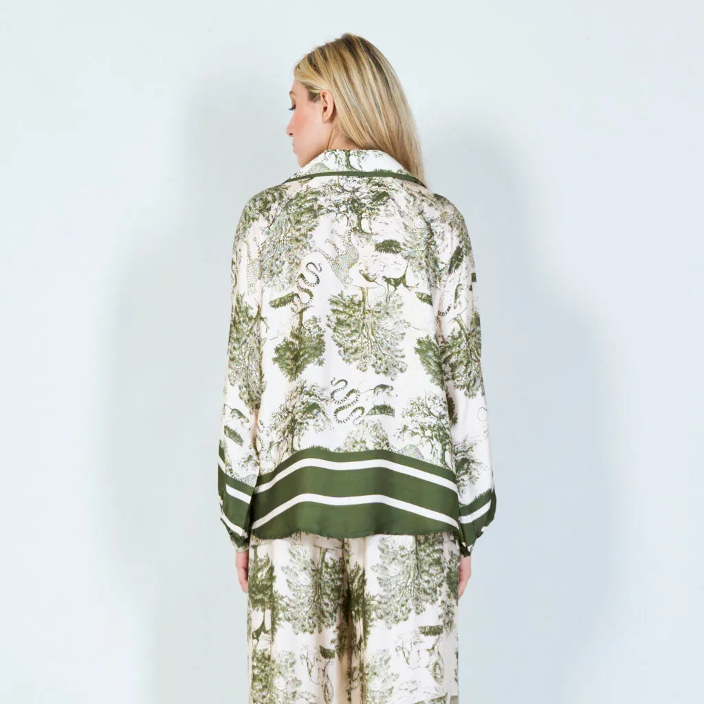 Classic toile print blouse wholesale