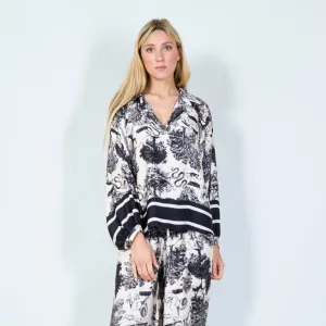 Classic toile print blouse wholesale