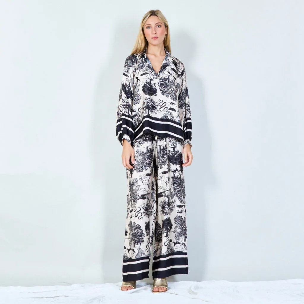 Classic toile print blouse wholesale
