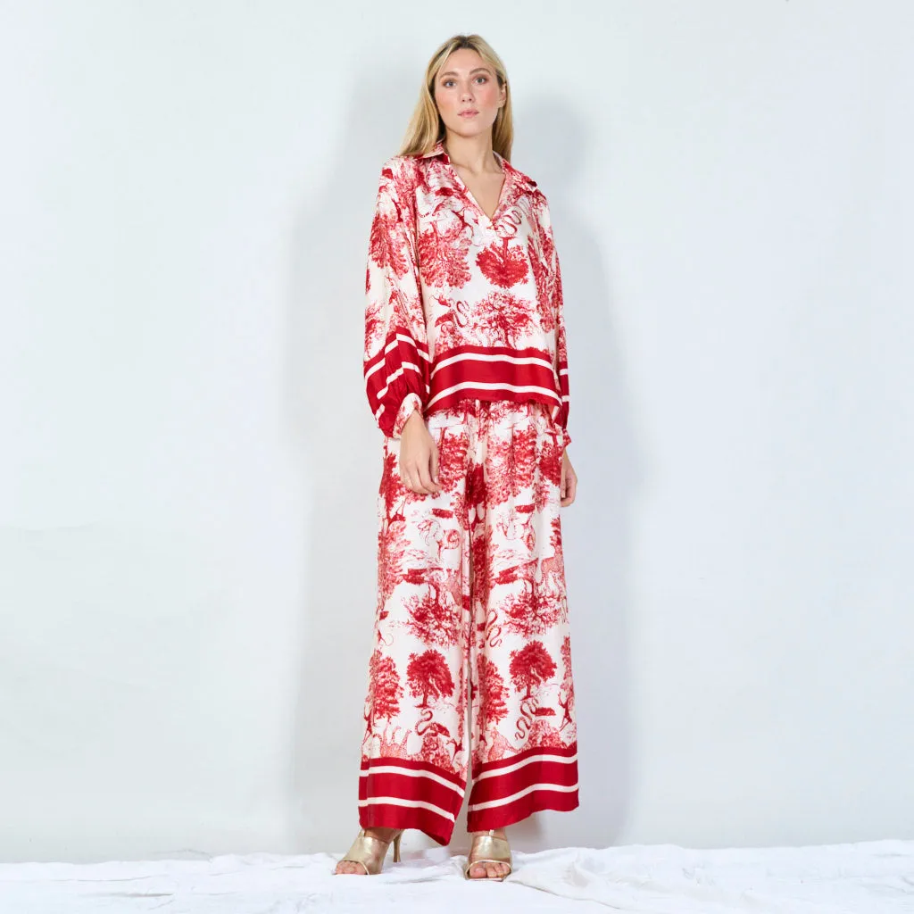 Classic toile print blouse wholesale