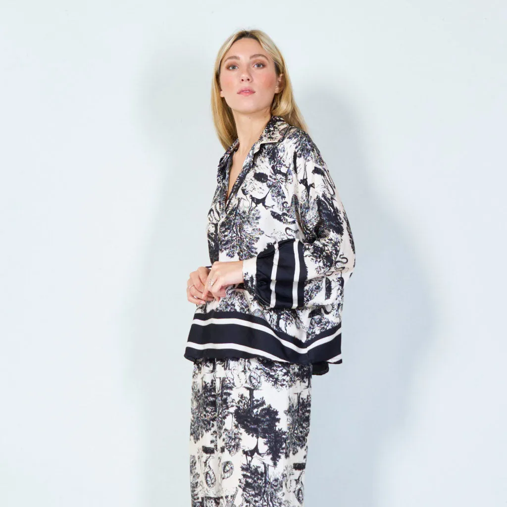 Classic toile print blouse wholesale