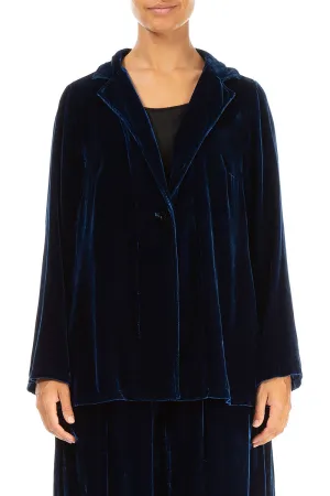 Collar Azure Silk Velvet Jacket