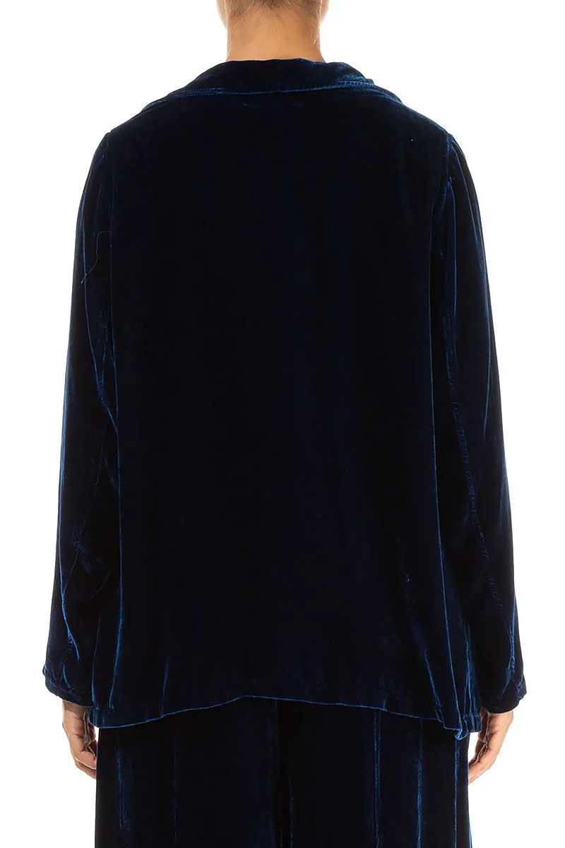 Collar Azure Silk Velvet Jacket