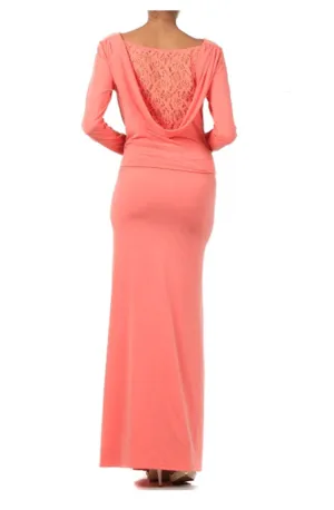 Coral cowl neck Maxi Dress