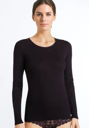 Cotton Seamless Long Sleeved Top Black