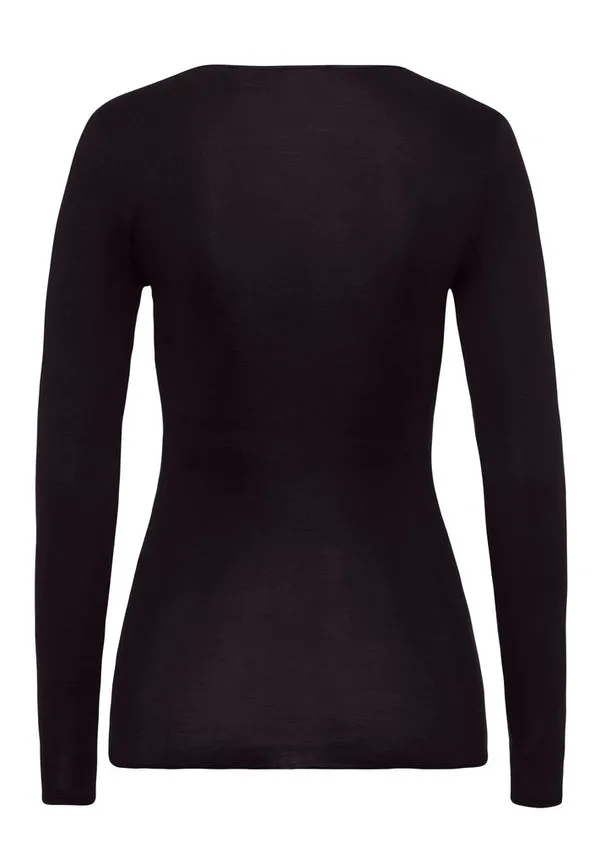 Cotton Seamless Long Sleeved Top Black