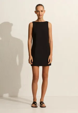 Crepe Mini Shift Dress - Black