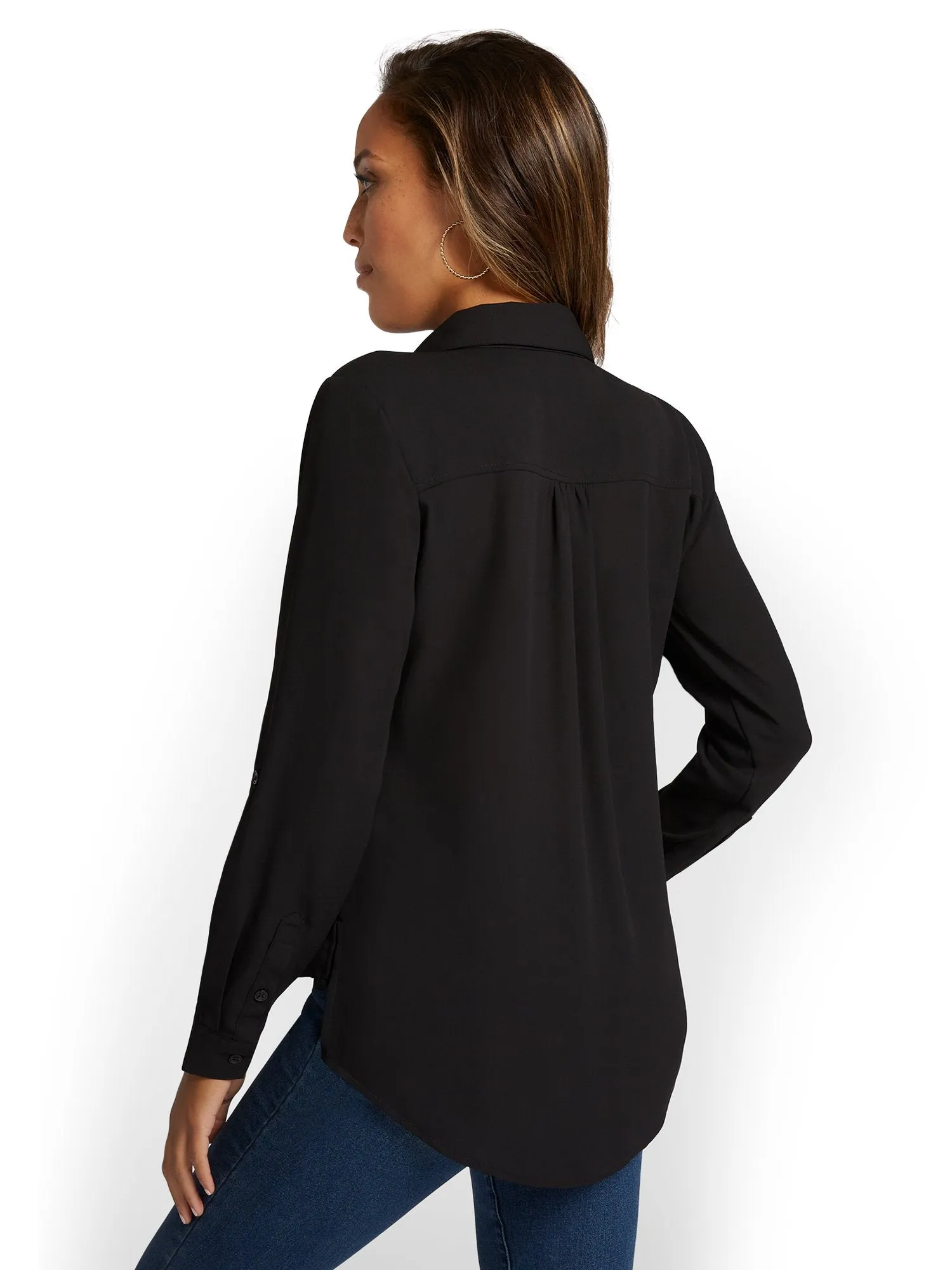 Double-Pocket Button-Down Top