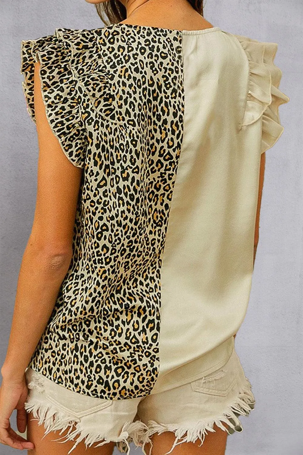Dual Personality V Neck Leopard Print Blouse