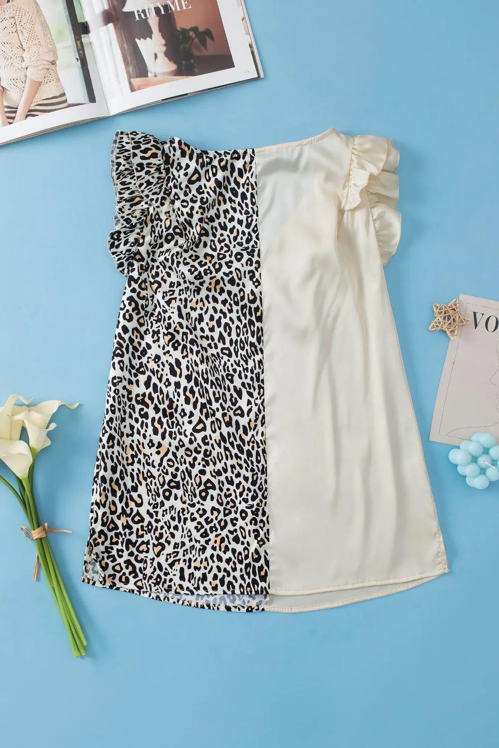 Dual Personality V Neck Leopard Print Blouse