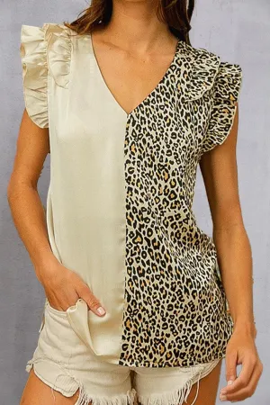 Dual Personality V Neck Leopard Print Blouse