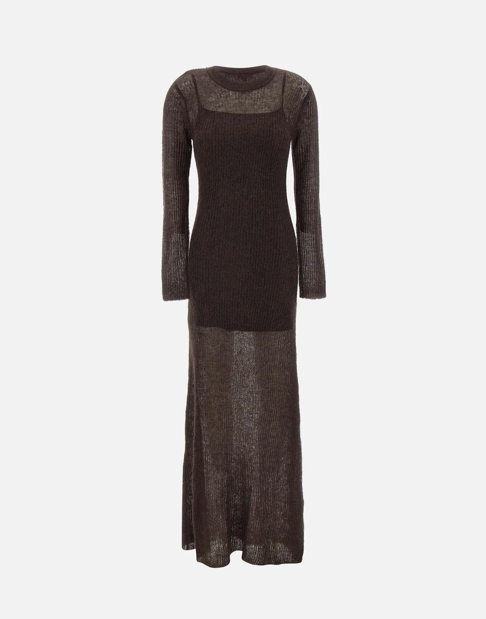 Eiza Wool Mohair Dress in Dark Brown