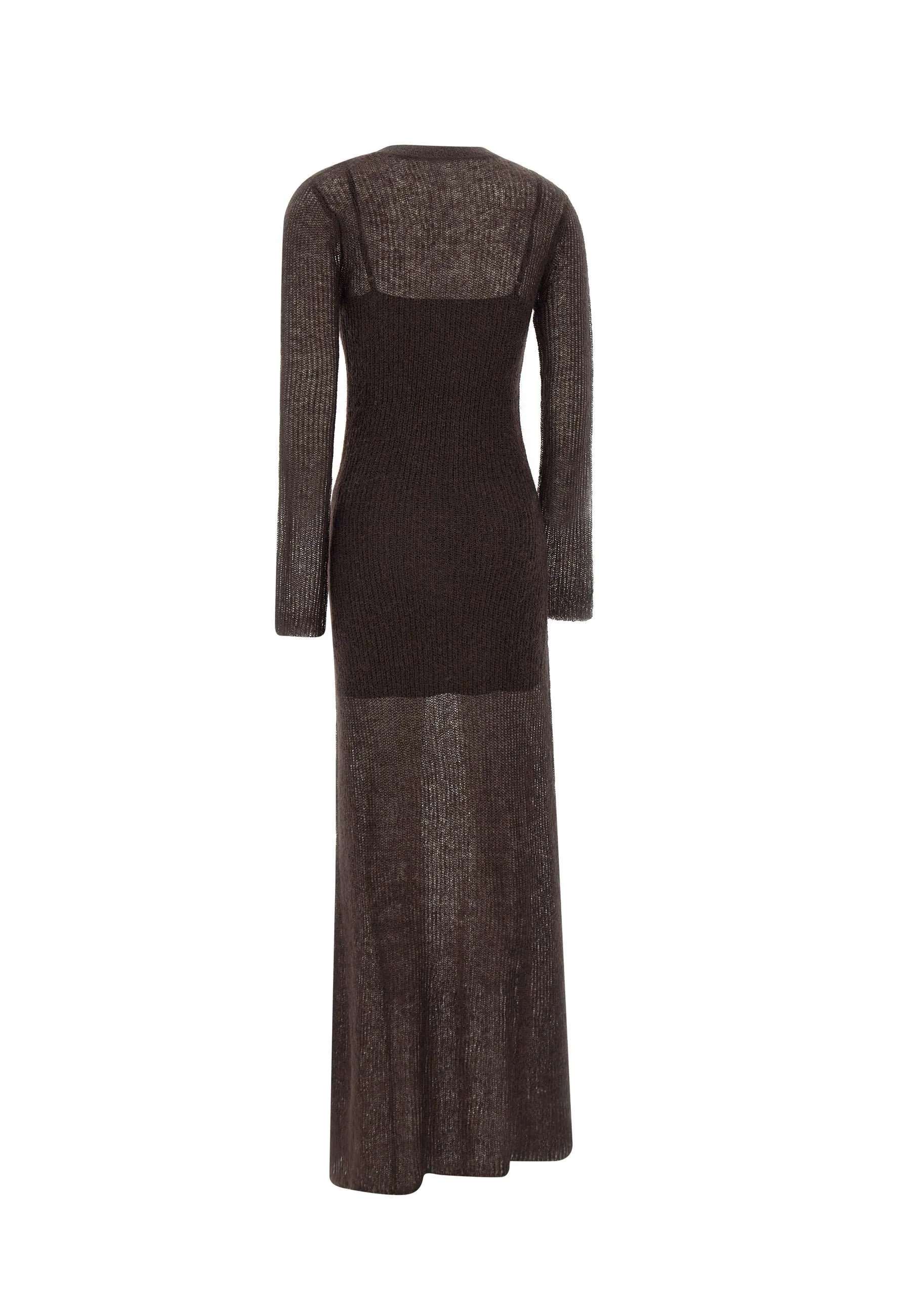 Eiza Wool Mohair Dress in Dark Brown