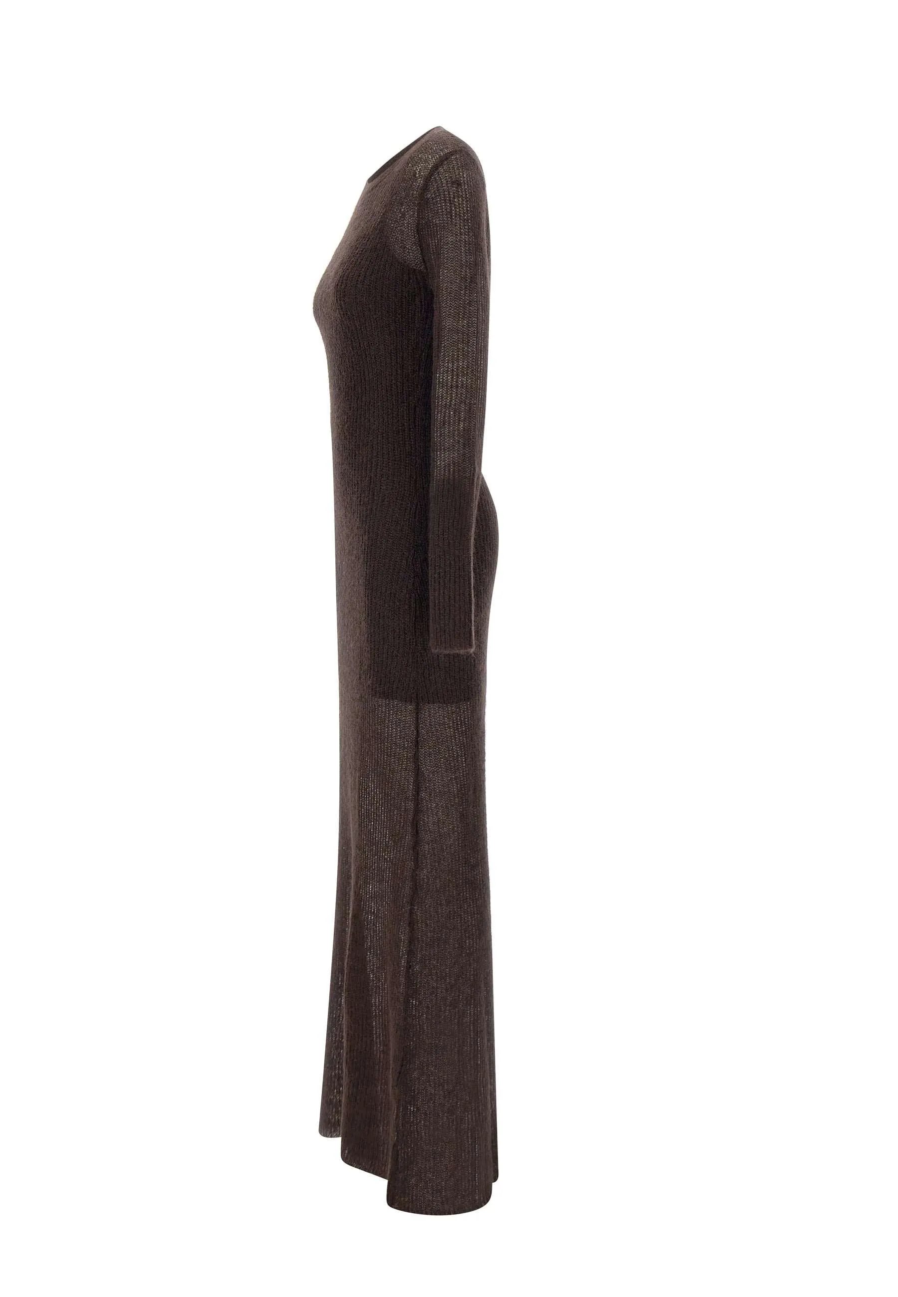 Eiza Wool Mohair Dress in Dark Brown
