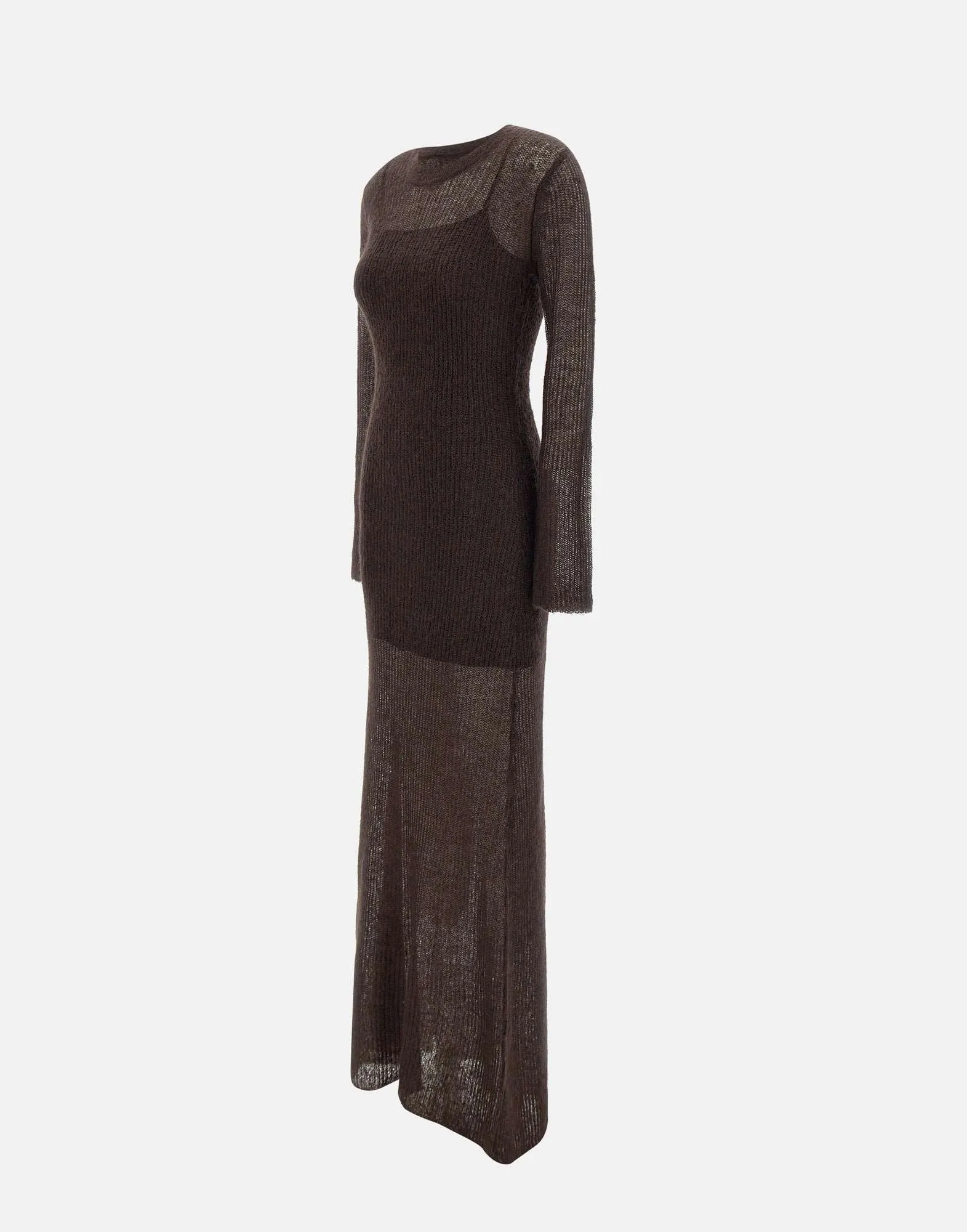 Eiza Wool Mohair Dress in Dark Brown