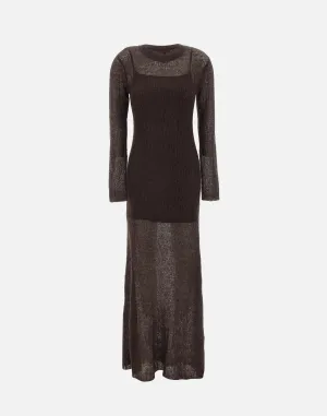 Eiza Wool Mohair Dress in Dark Brown