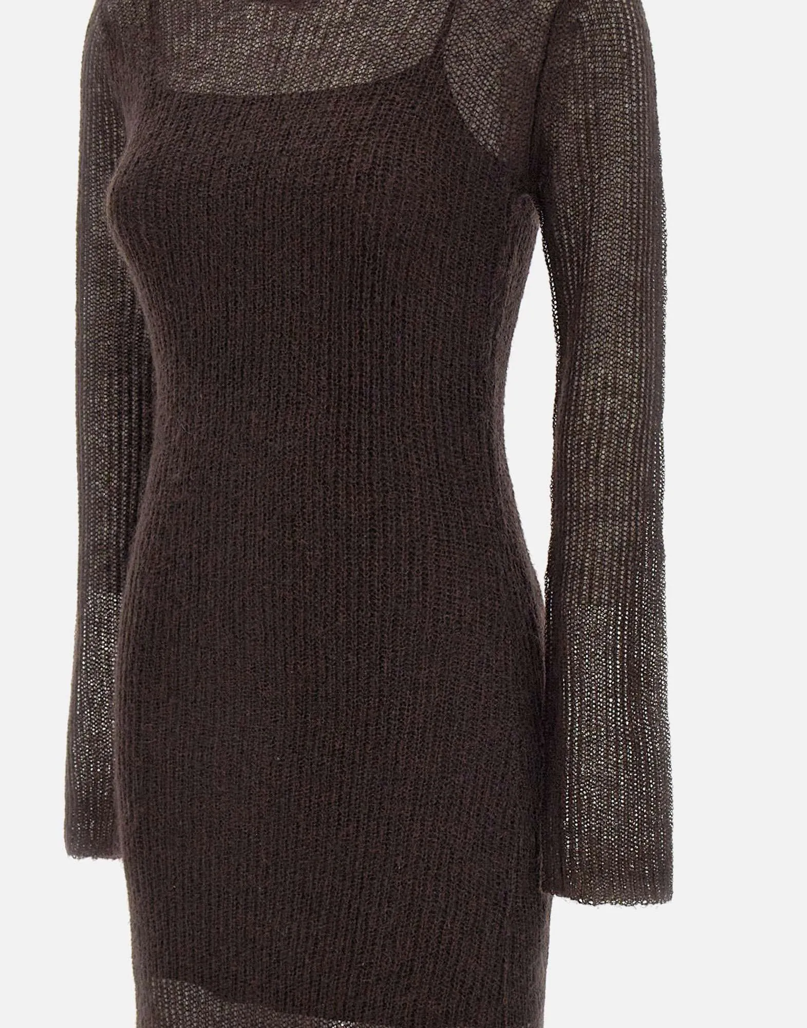 Eiza Wool Mohair Dress in Dark Brown