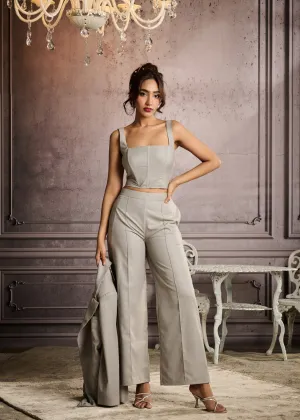 Electra Grey Plaid Tailored Corset Top