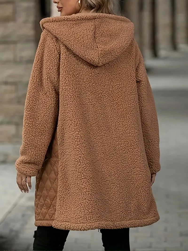 Elegant fleecejack met capuchon voorRegular fit, met zakken - Casual winterjack