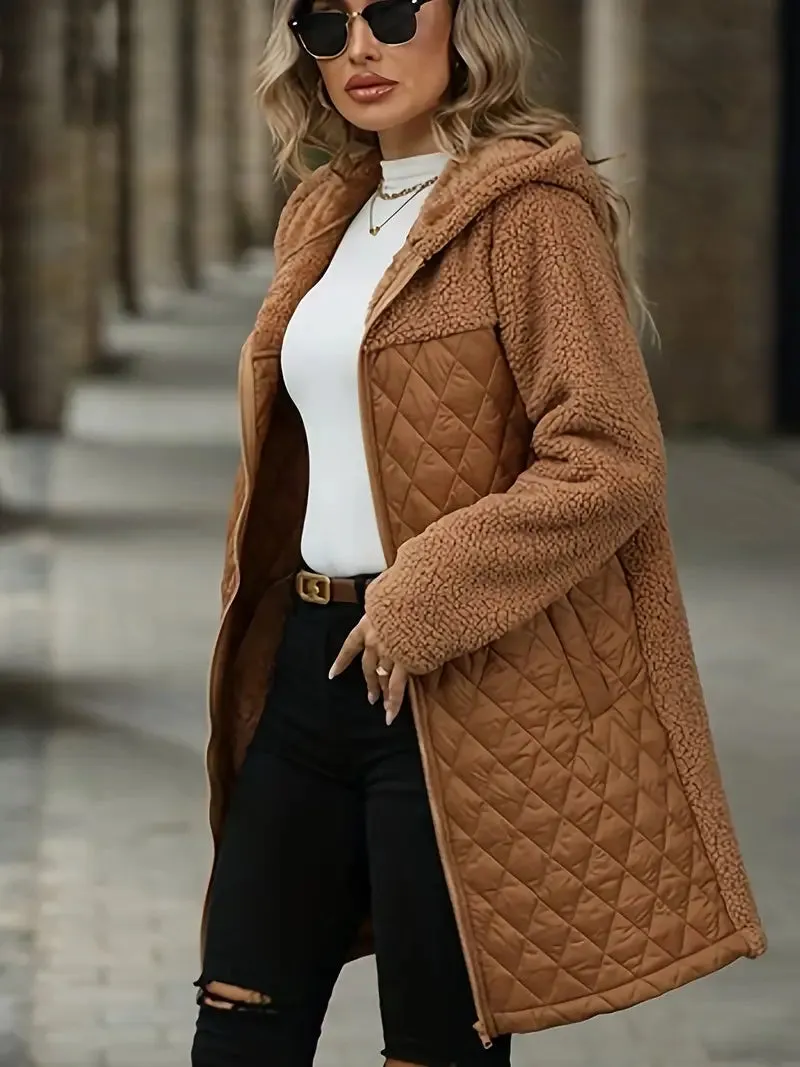 Elegant fleecejack met capuchon voorRegular fit, met zakken - Casual winterjack