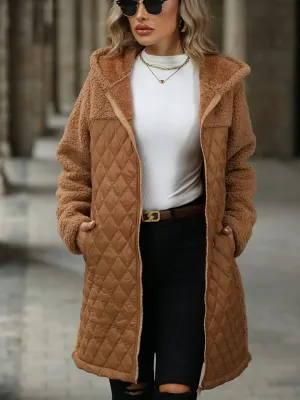 Elegant fleecejack met capuchon voorRegular fit, met zakken - Casual winterjack