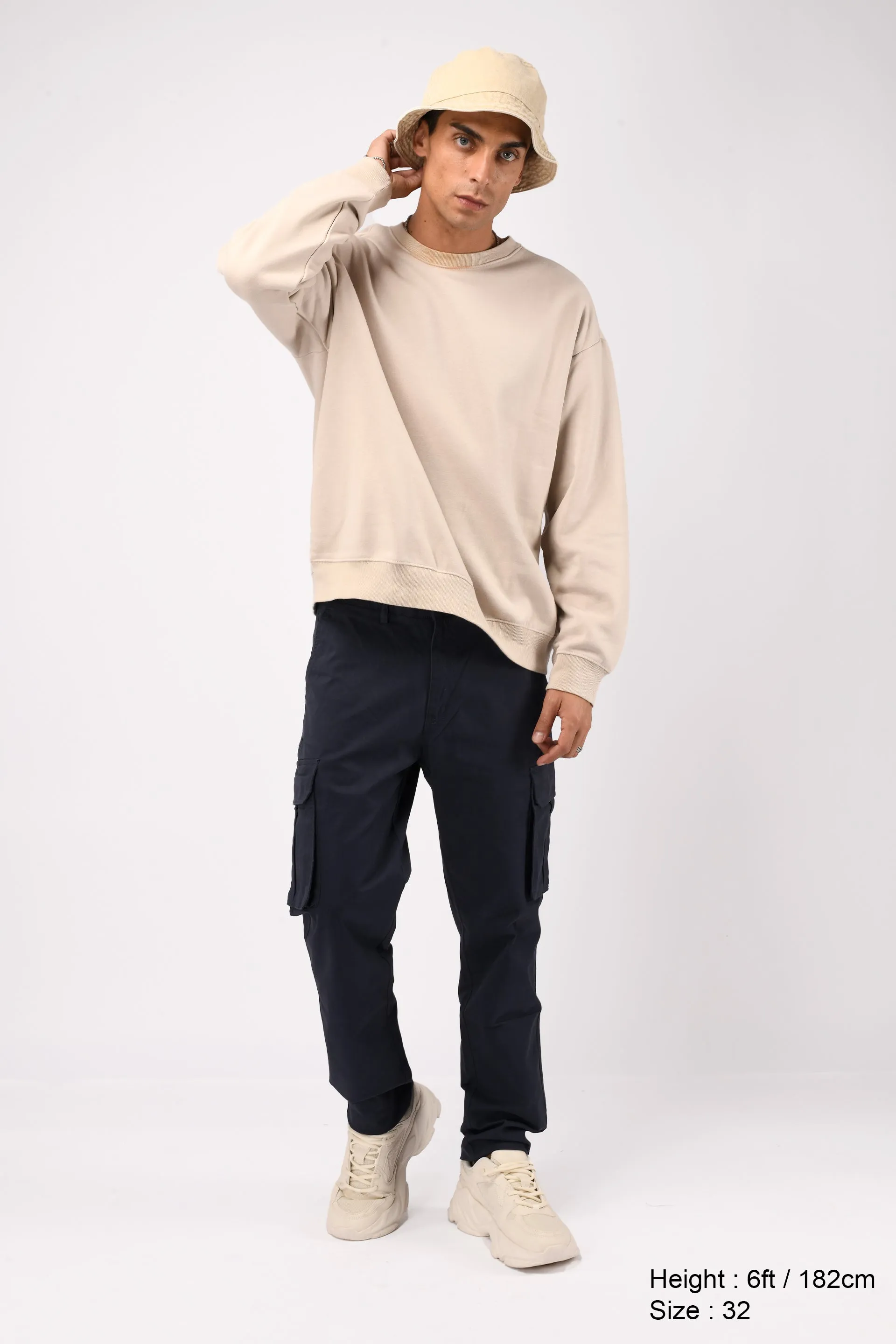 ELEVATED TWILL TAILORED CARGO PANTS IN NAVY