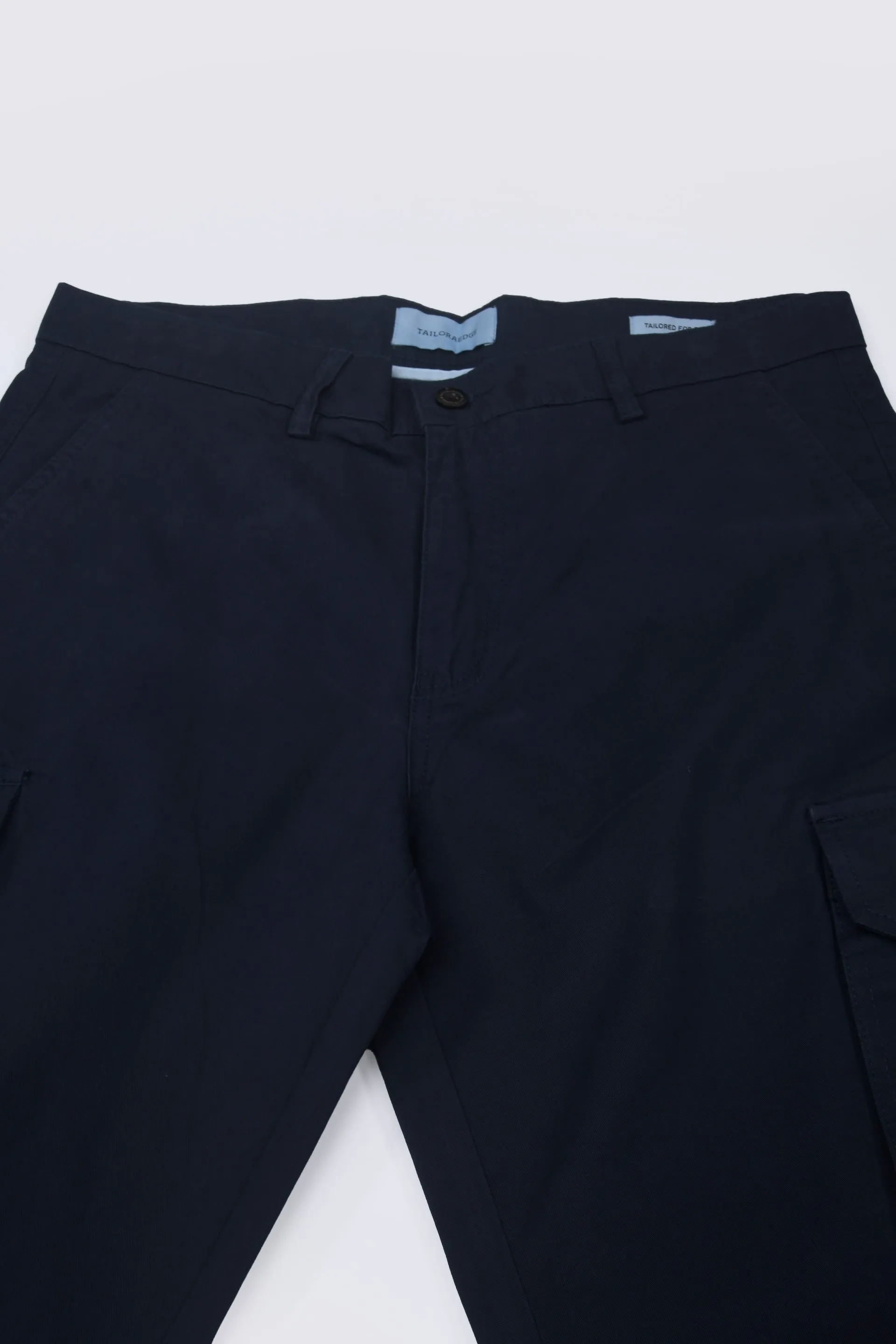 ELEVATED TWILL TAILORED CARGO PANTS IN NAVY