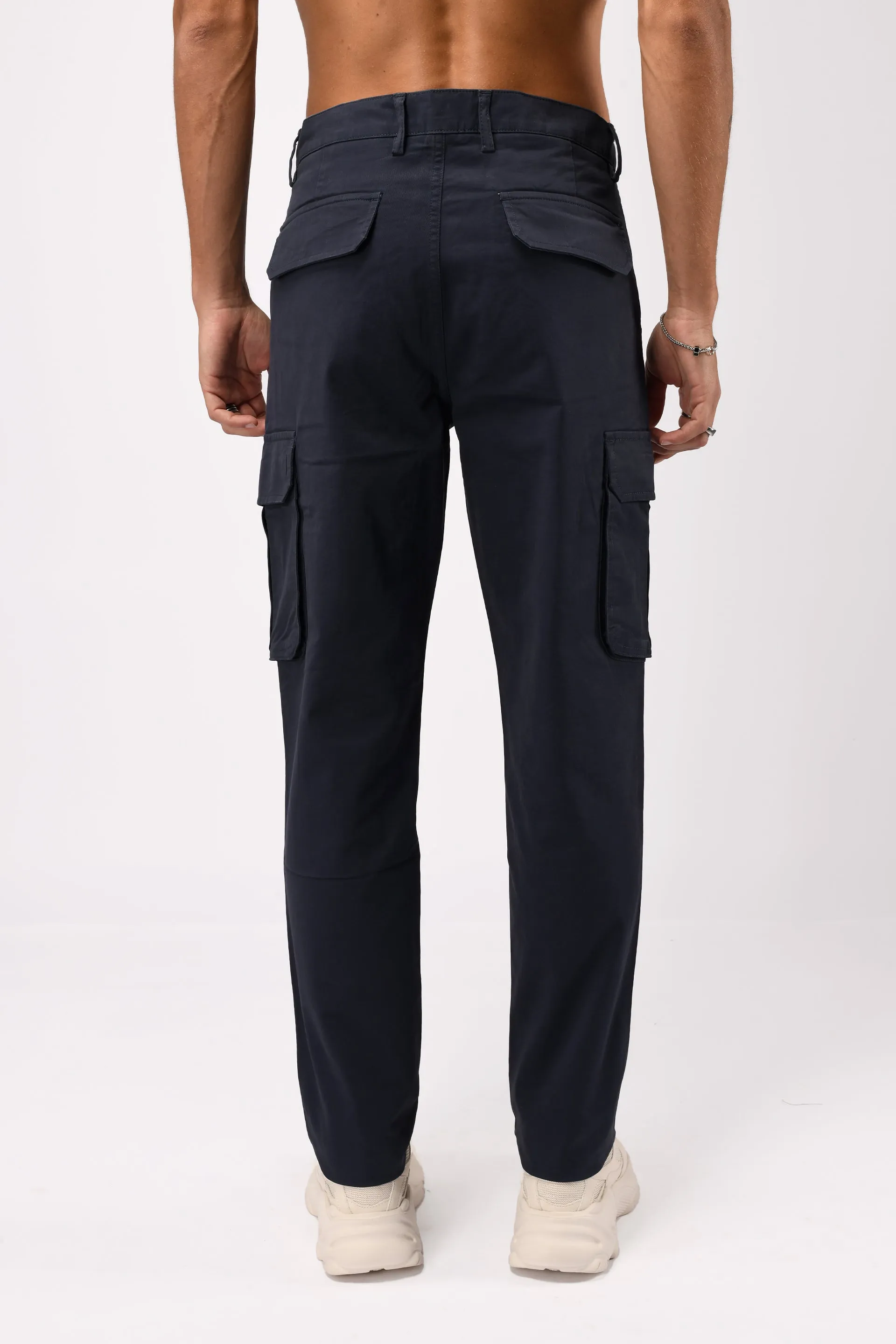 ELEVATED TWILL TAILORED CARGO PANTS IN NAVY