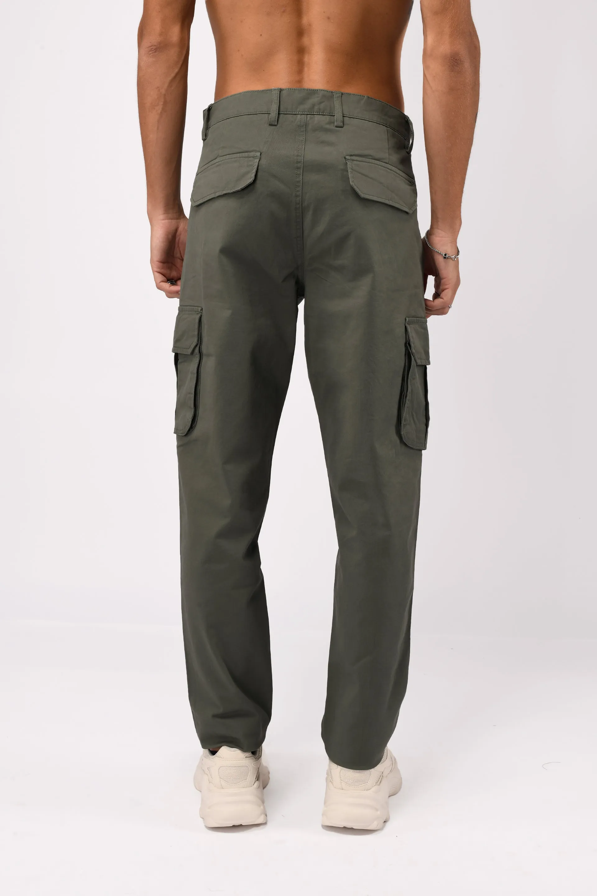 ELEVATED TWILL TAILORED CARGO PANTS IN OLIVE