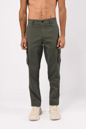 ELEVATED TWILL TAILORED CARGO PANTS IN OLIVE
