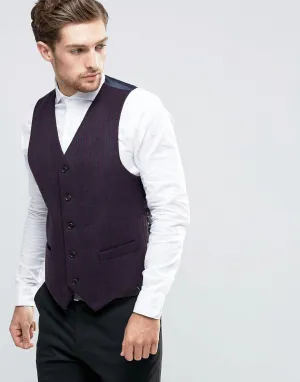 Feraud Heritage Premiun Wool Navy and Burgundy Geo Check Vest