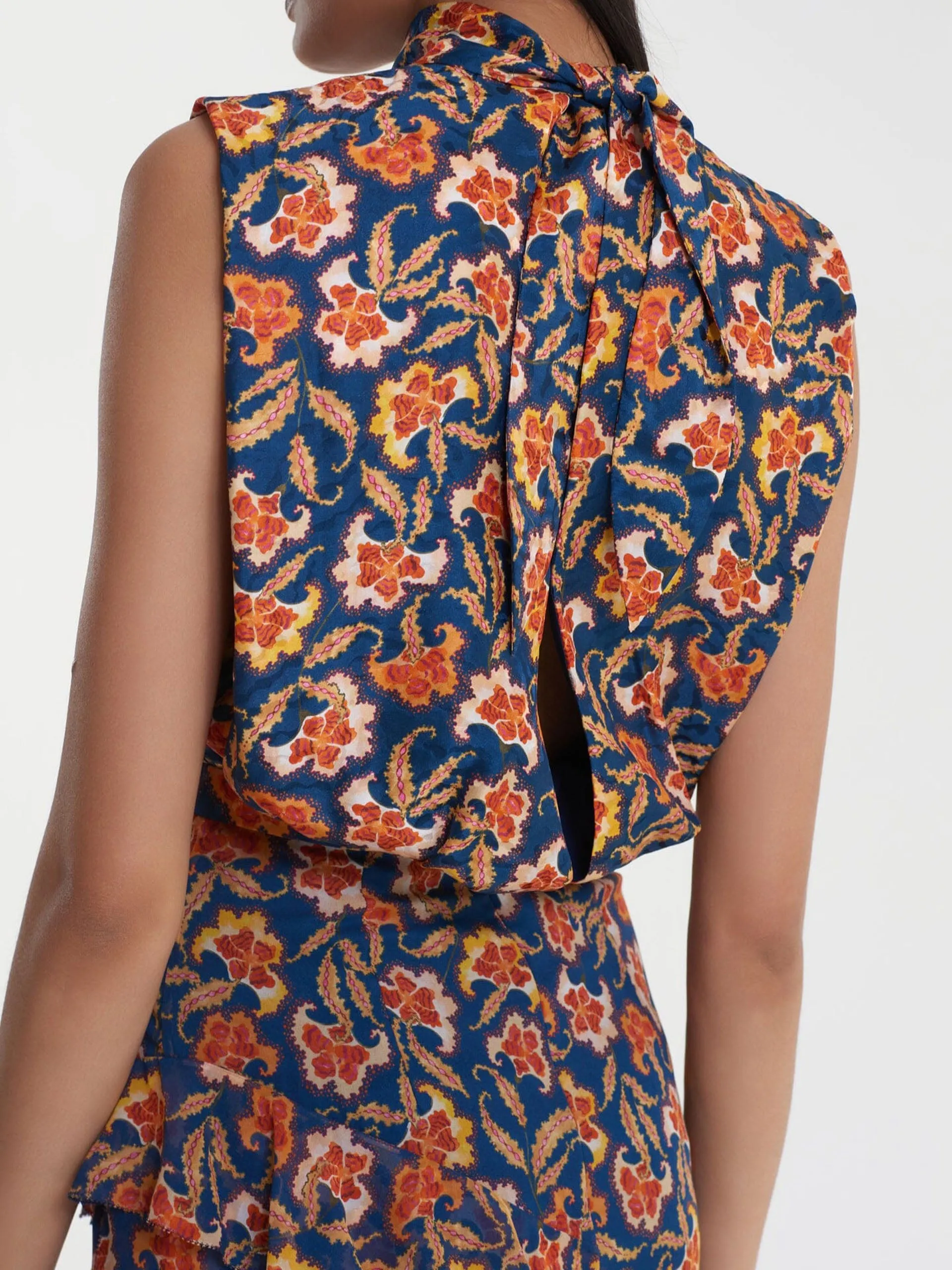 Fleur ruffle dress in delemare navy