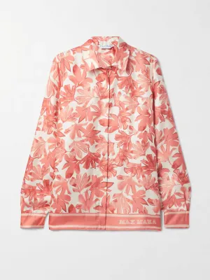Floral print silk-twill shirt