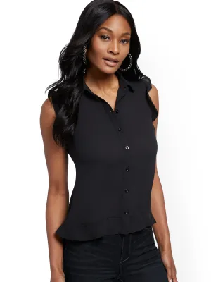 Flounced-Hem Blouse