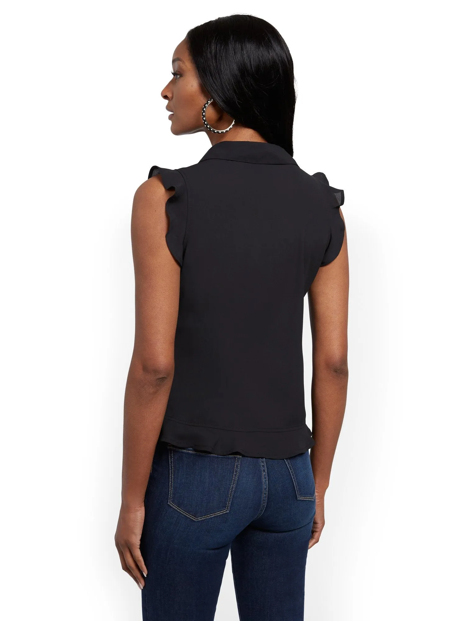 Flounced-Hem Blouse