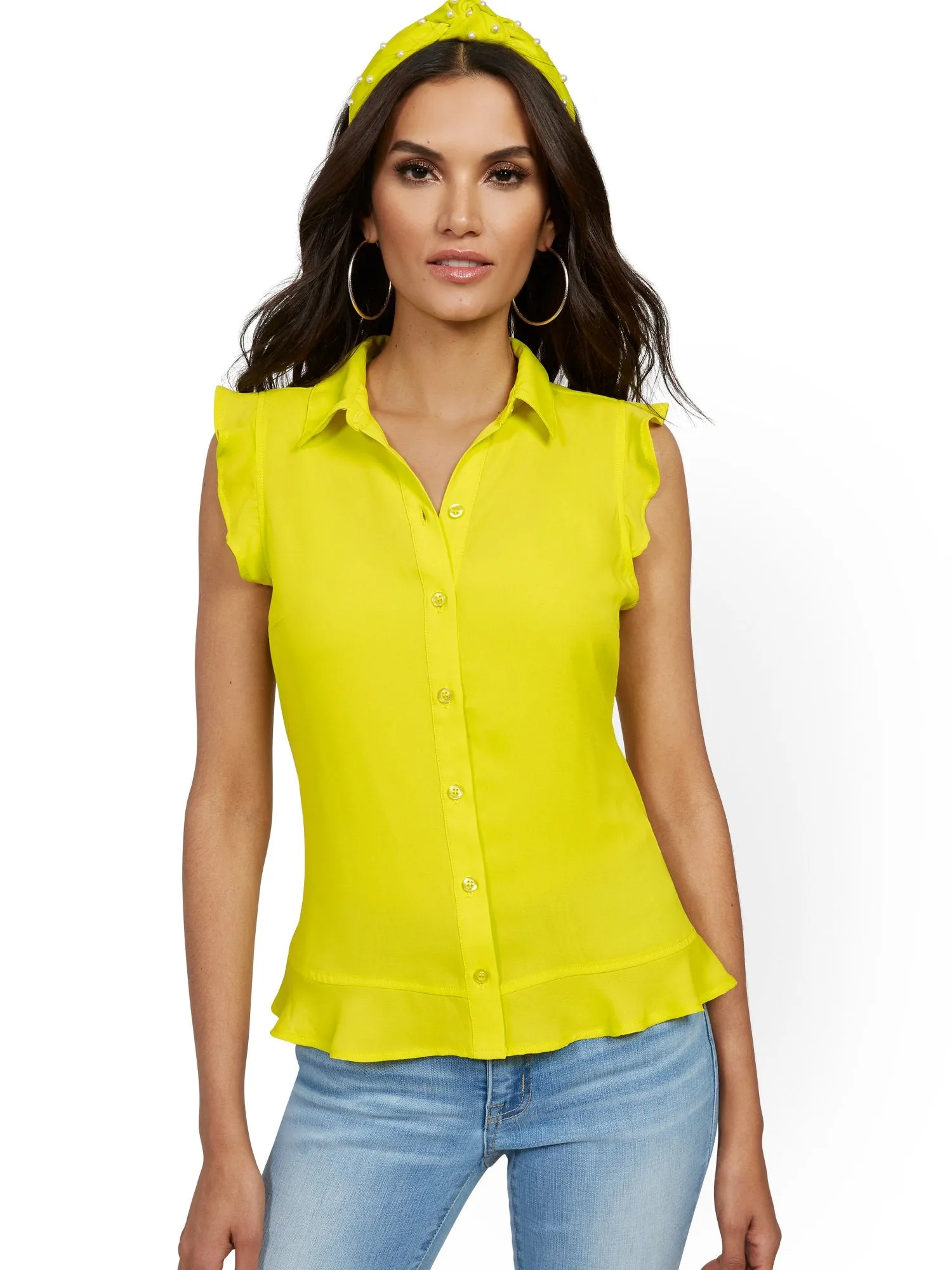 Flounced-Hem Blouse