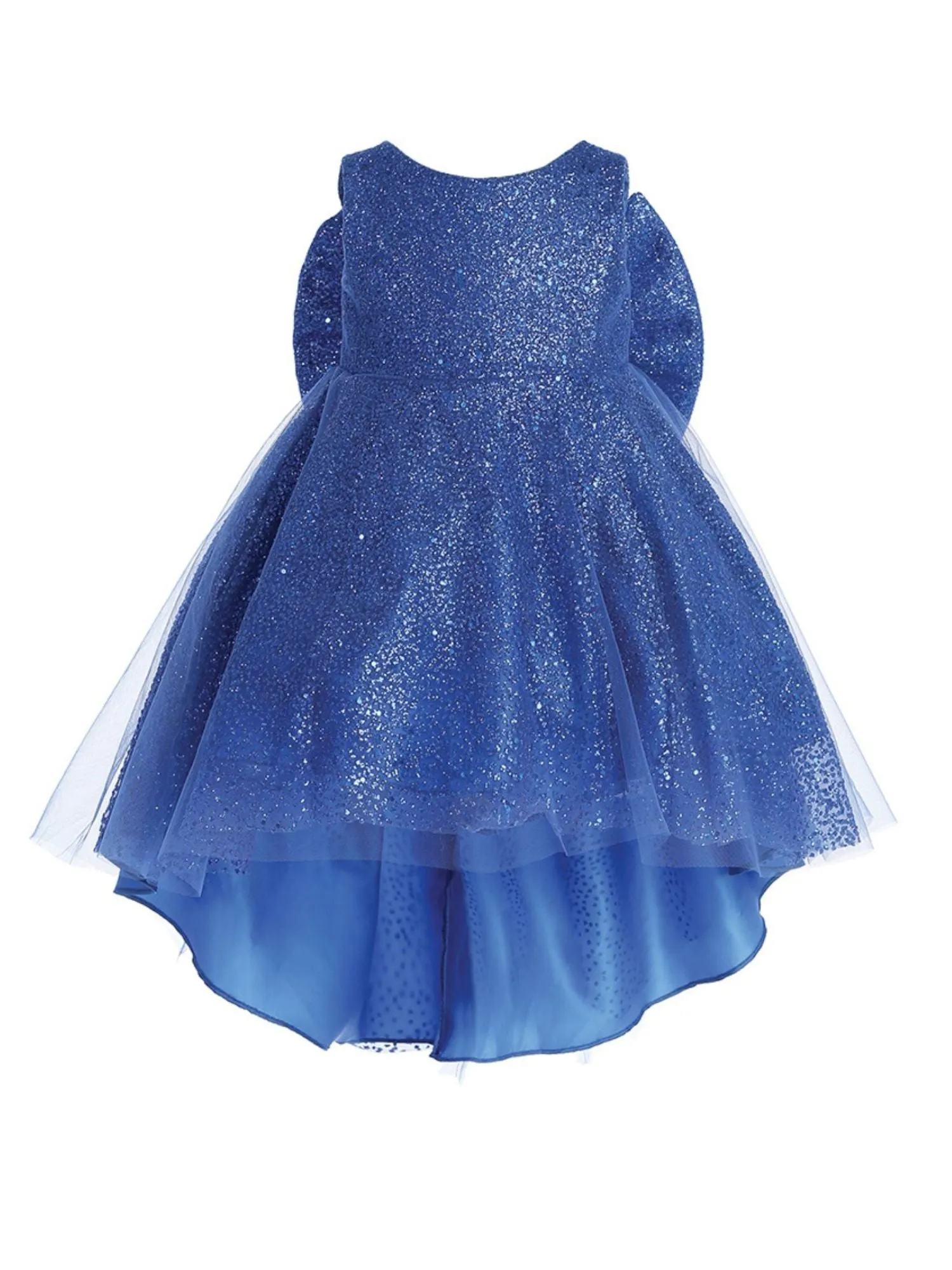 Girls Sparkling Full Length Dress with Tail and Large Bow Accent, Sizes 6 Months-12