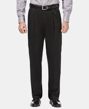 Haggar Mens Classic fit Casual Pants 38 / 32 Black Solid