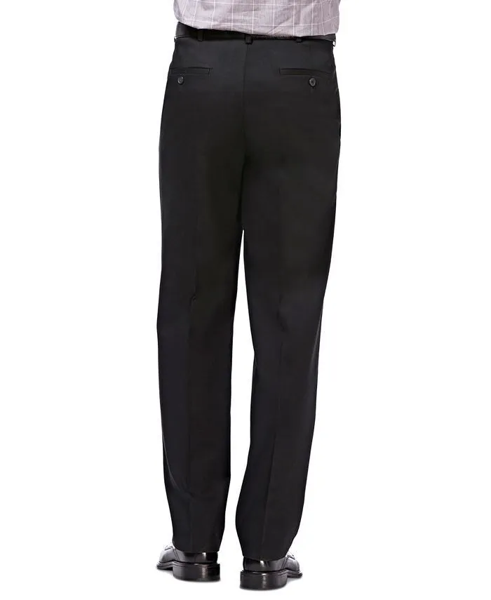 Haggar Mens Classic fit Casual Pants 38 / 32 Black Solid