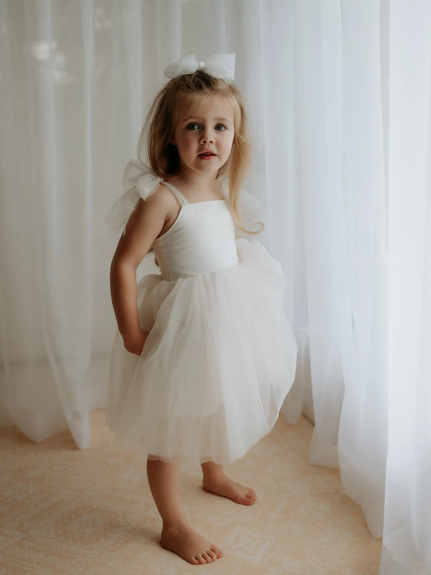 Harper dress - tea length - cream