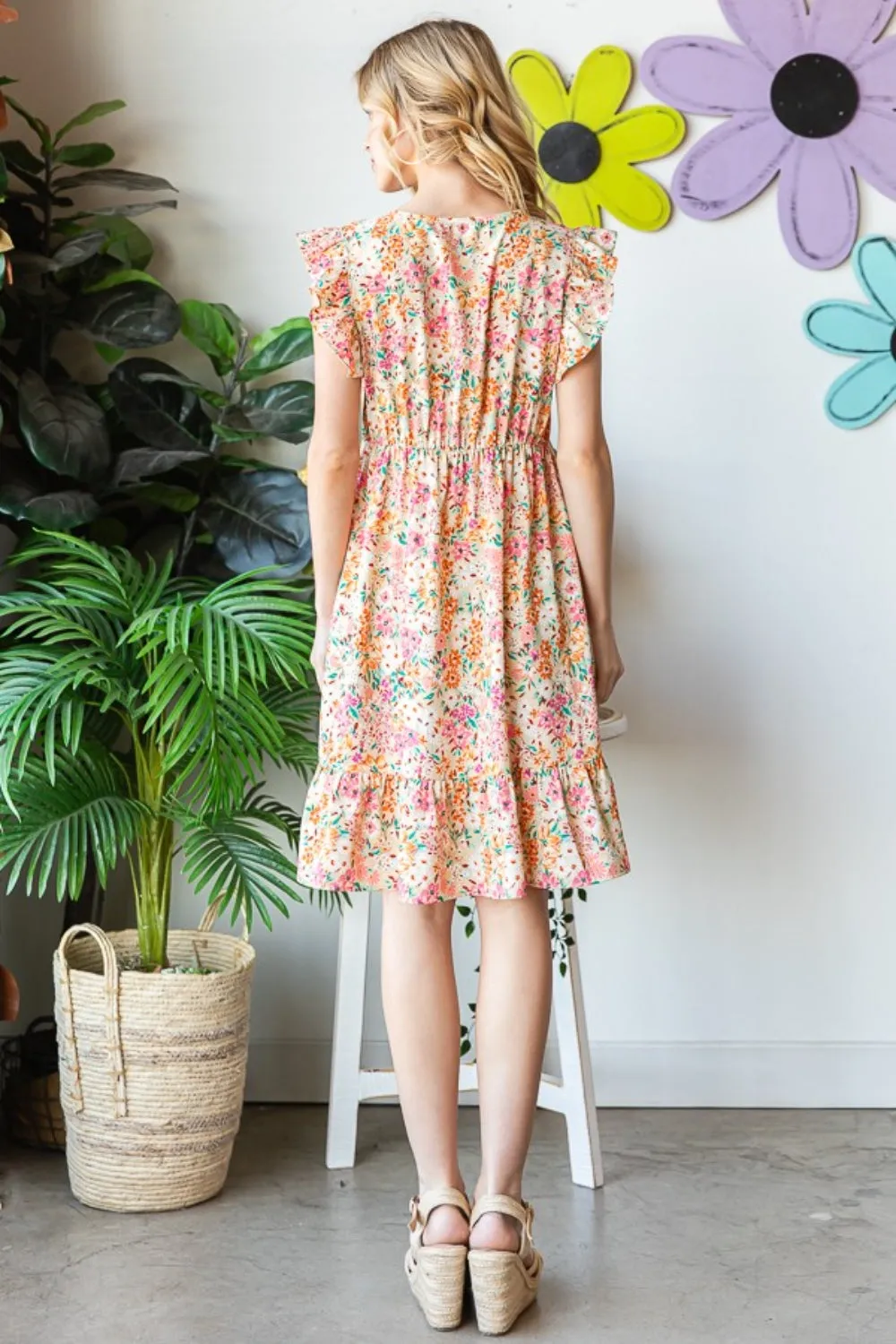 Heimish  Floral Ruffled V-Neck Dress