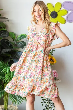 Heimish  Floral Ruffled V-Neck Dress