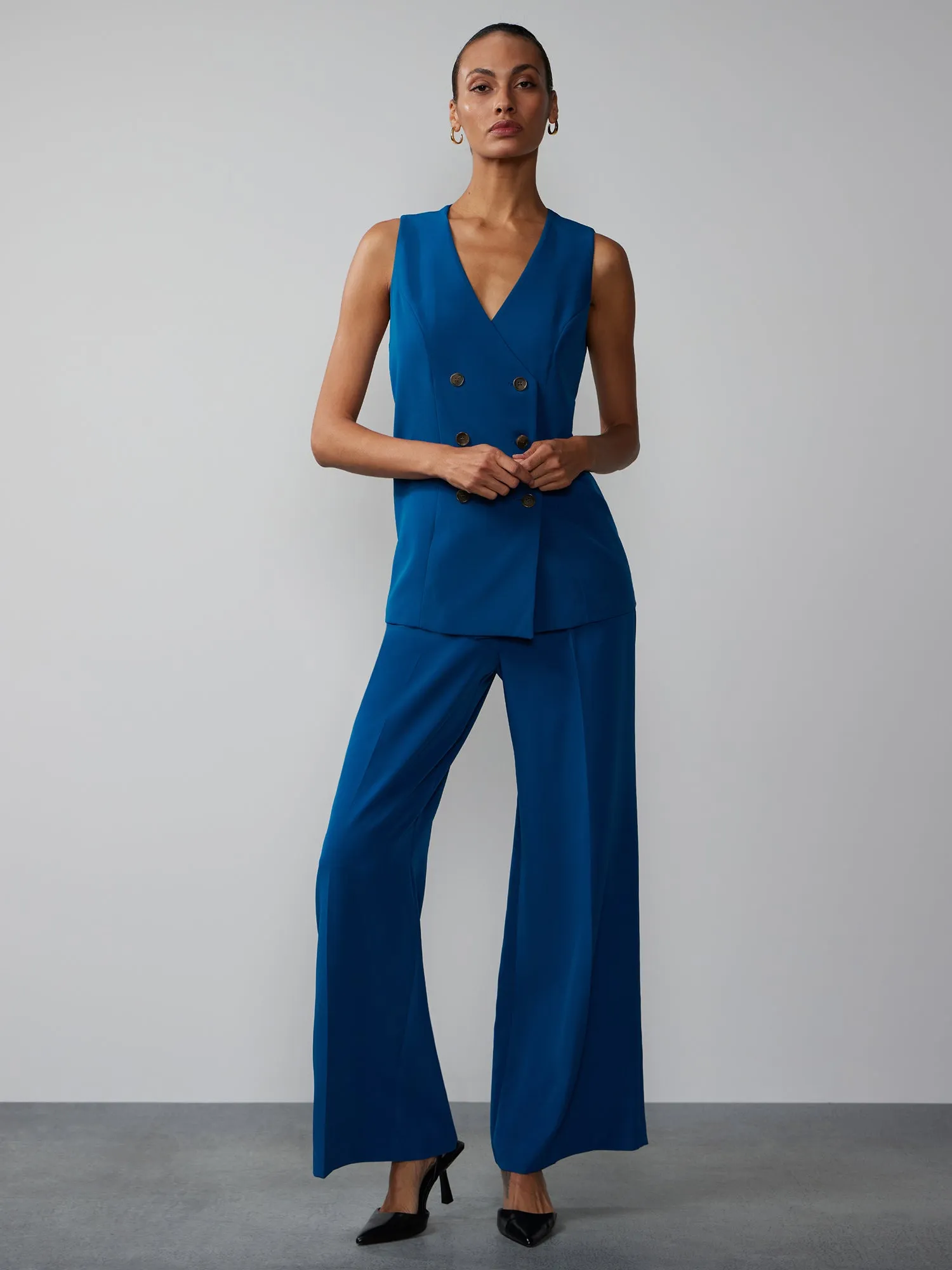 High Rise Wide Leg Seamed Pant