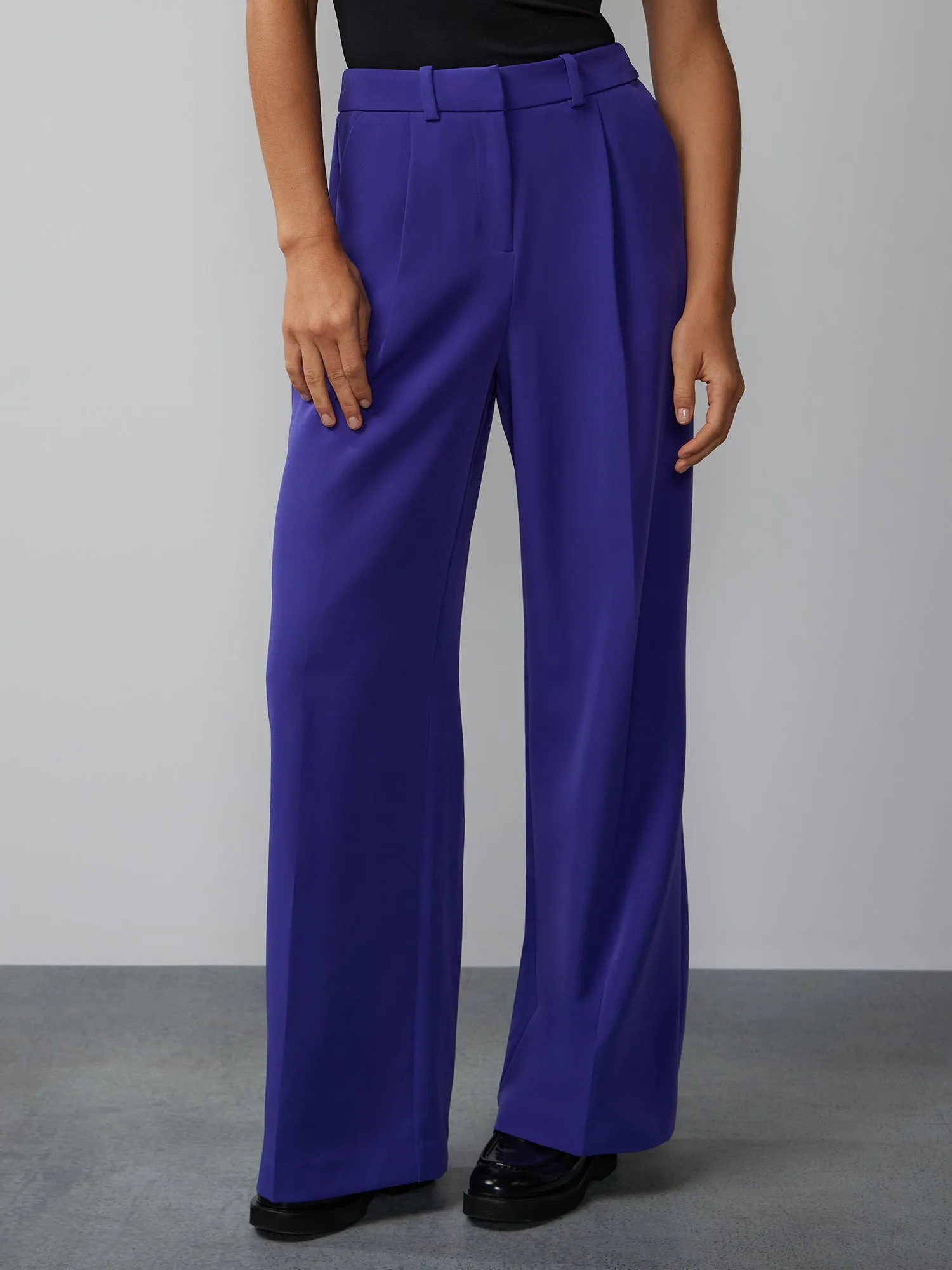 High Rise Wide Leg Seamed Pant