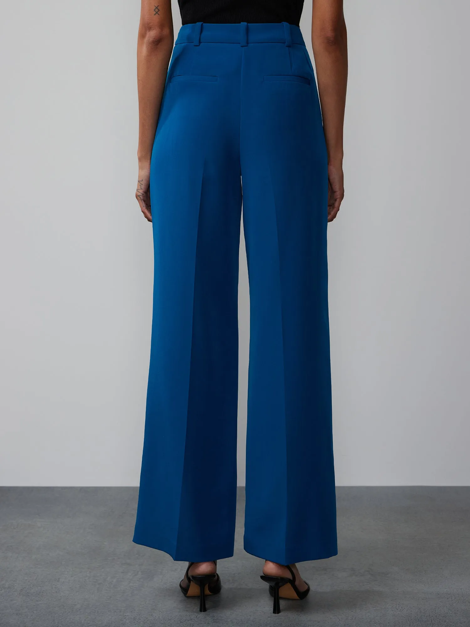 High Rise Wide Leg Seamed Pant