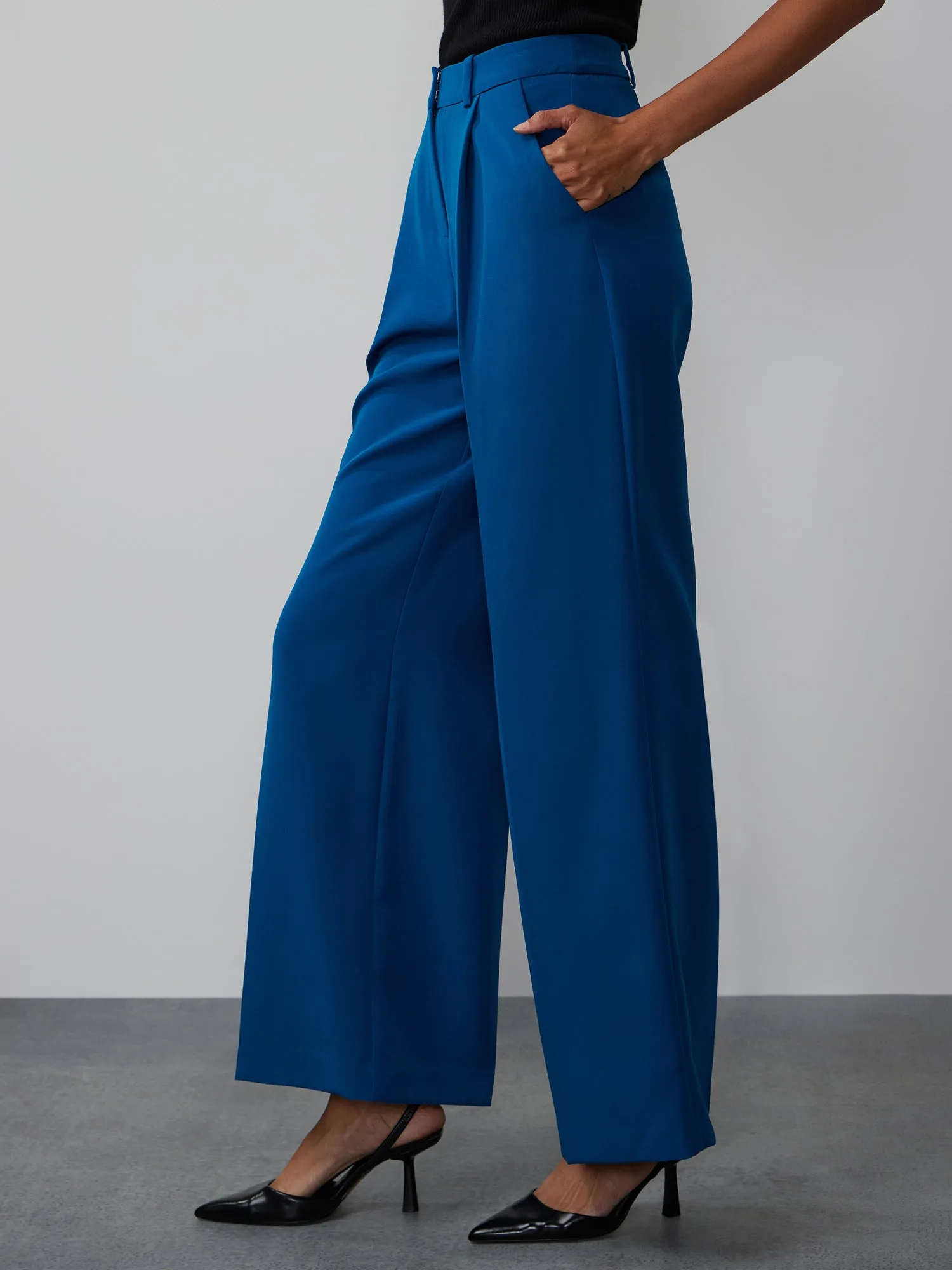 High Rise Wide Leg Seamed Pant