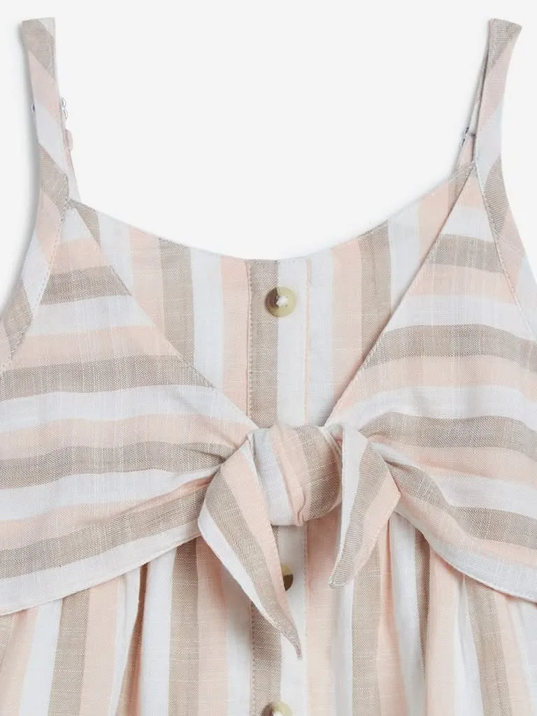 HOP Kids White Striped Top and Pants Set