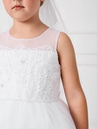 Illusion Neckline with Lace Hem Gown